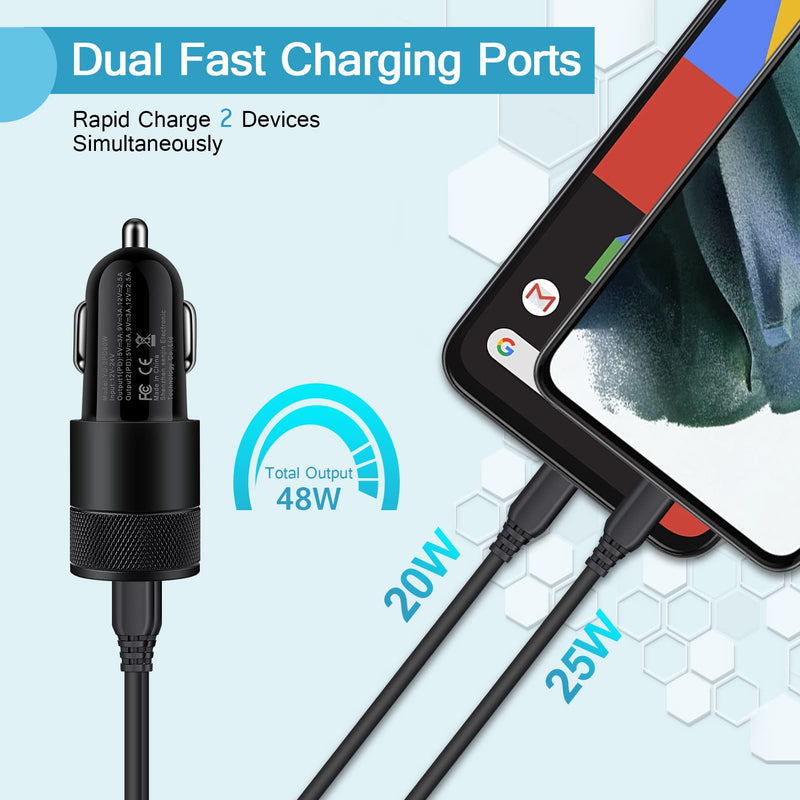 [Australia - AusPower] - Car Charger iPhone, 60W Car Phone Adapter for iPhone 13 Fast Charging Car USB Charge Cigarette Lighter with Dual USB C PD30W+PD30W Car Charging for iPhone 12 11 Pro Max Pixel 6 6Pro Samsung A12 Note21 