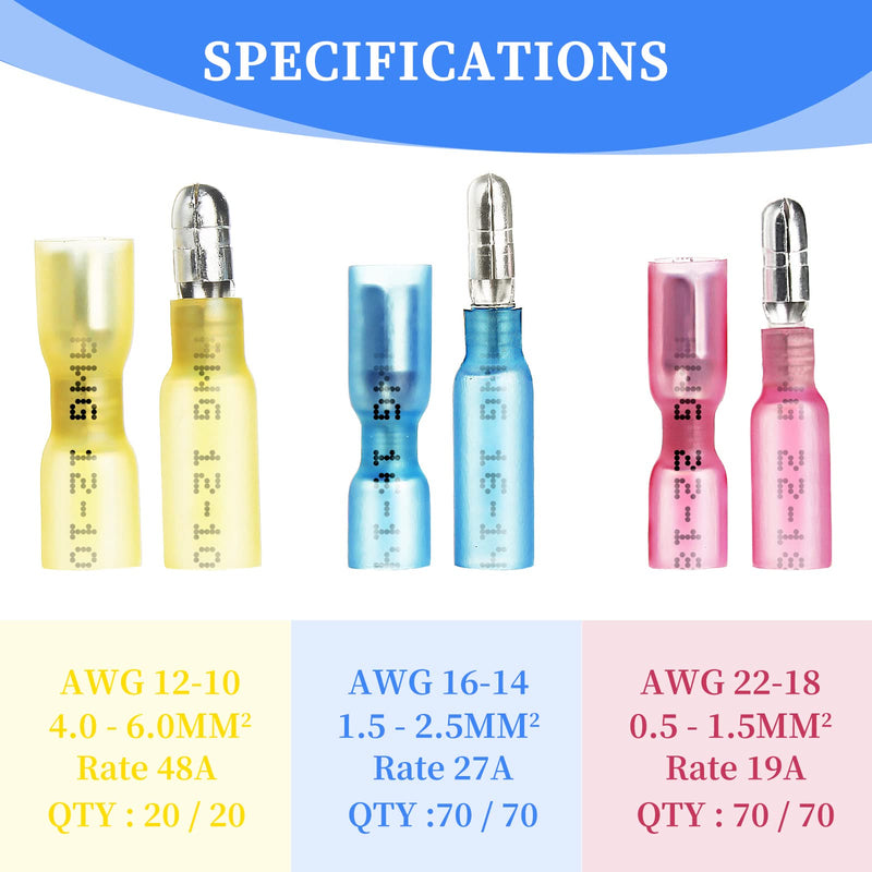 [Australia - AusPower] - Qibaok 320PCS Heat Shrink Bullet Connectors Kit Female & Male Bullet Butt Terminals Insulated Waterproof Electrical Marine Crimp Automotive Connectors 