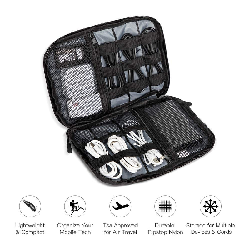 [Australia - AusPower] - Hynes Eagle Travel Universal Cable Organizer Electronics Accessories Cases for Various USB Phone Charger and Cable Black Grey 