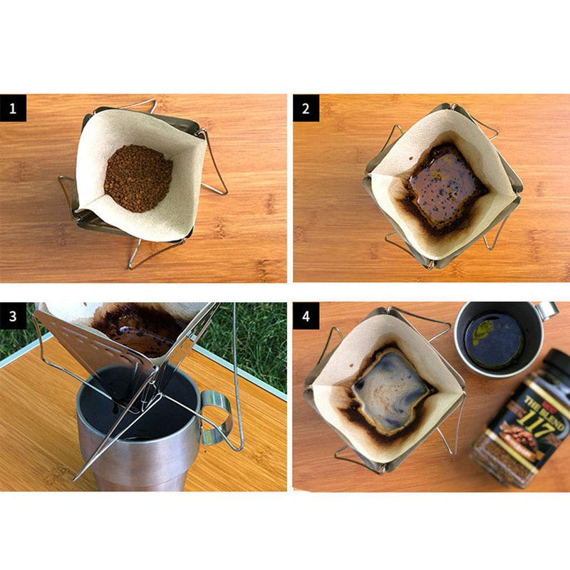[Australia - AusPower] - Lanema Collapsible Coffee Drip Stainless Steel Portable Lightweight Foldable Coffee Dripper for Camping or Backpacking 