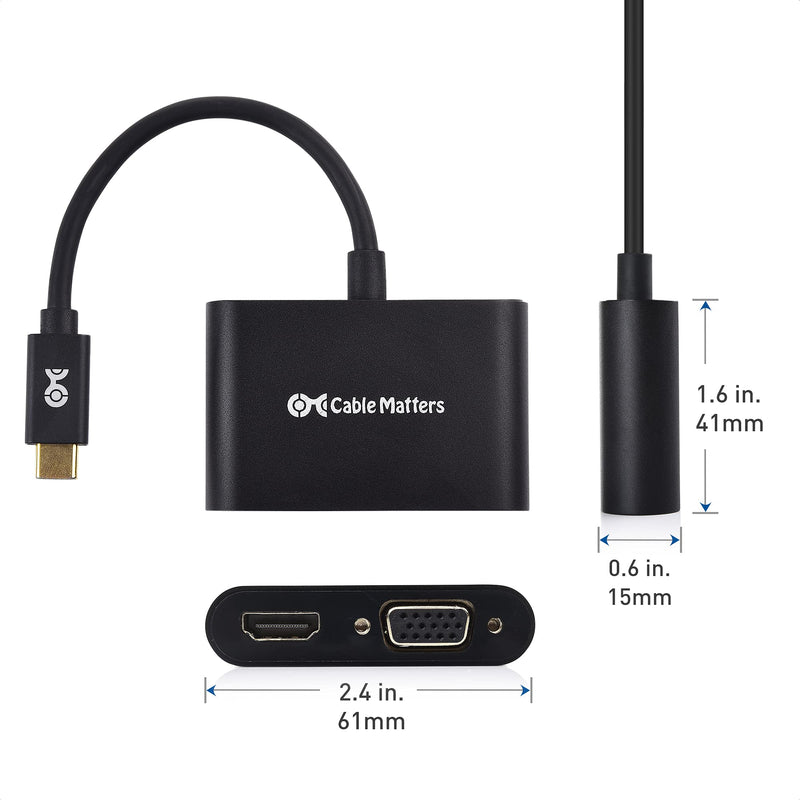 [Australia - AusPower] - Cable Matters Aluminum USB C to HDMI VGA Adapter for Surface Pro 7, MacBook Pro, Dell XPS 13, and More - Thunderbolt 4 / USB4 / Thunderbolt 3 Port Compatible 