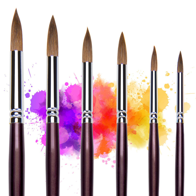 [Australia - AusPower] - Artist Paint Brushes-Superior Sable Hair Artists Round Point Tip Paint Brush Set Watercolor Acrylic Painting Supplies 