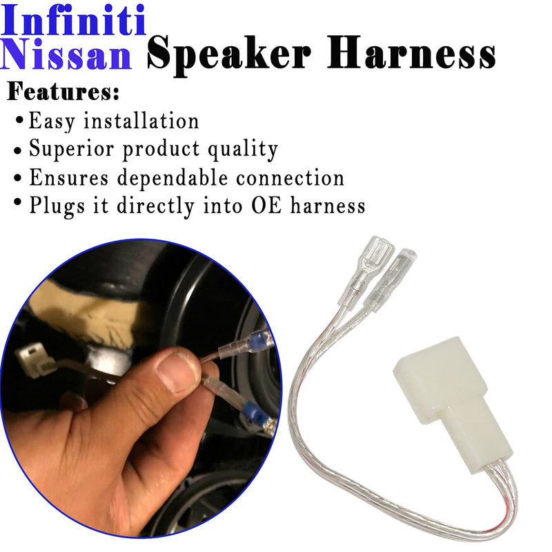 [Australia - AusPower] - 4 Pack Speaker Wire Harness Adapter Replacement for Nissan Speaker Harness 2004-2021, Infiniti Speaker Harness 2006-2018 Car Speaker Connector Harness Adapter 