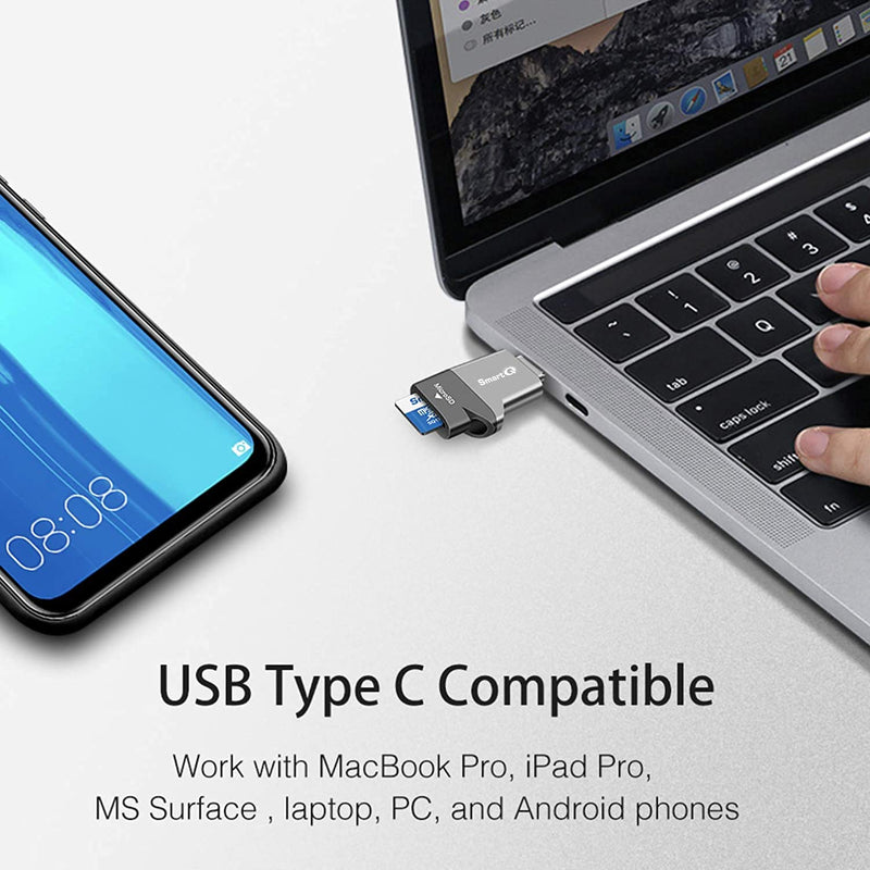 [Australia - AusPower] - C356 Type-C MicroSD Card Reader with USB 3.0 Super Speed Technology, Supports MicroSDXC, MicroSDHC, and MicroSD for Window, Mac OS X and Andriod (Midnight Grey) Midnight Grey 