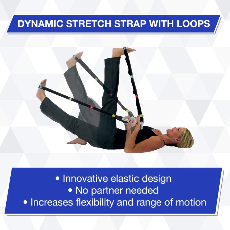 [Australia - AusPower] - TheraBand Stretch Strap with Loops to Increase Flexibility, Dynamic Stretching Tool for Athletes Including Dancers, Cheerleaders, Gymnasts, Runners, Pilates and Yoga Elastic Stretch Out Band New Version 