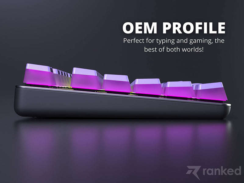 [Australia - AusPower] - Ranked Pudding PBT Keycaps | 112 Double Shot Translucent ANSI US & ISO Layout | OEM Profile for RGB Mechanical Gaming Keyboard (Lavender) 112 Keys Lavender 