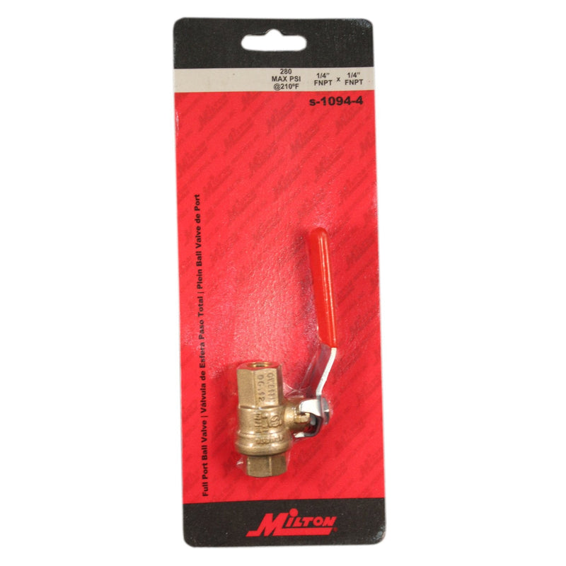 [Australia - AusPower] - Milton S-1094-4 1/4" FNPT Full Port Brass Ball Valve 