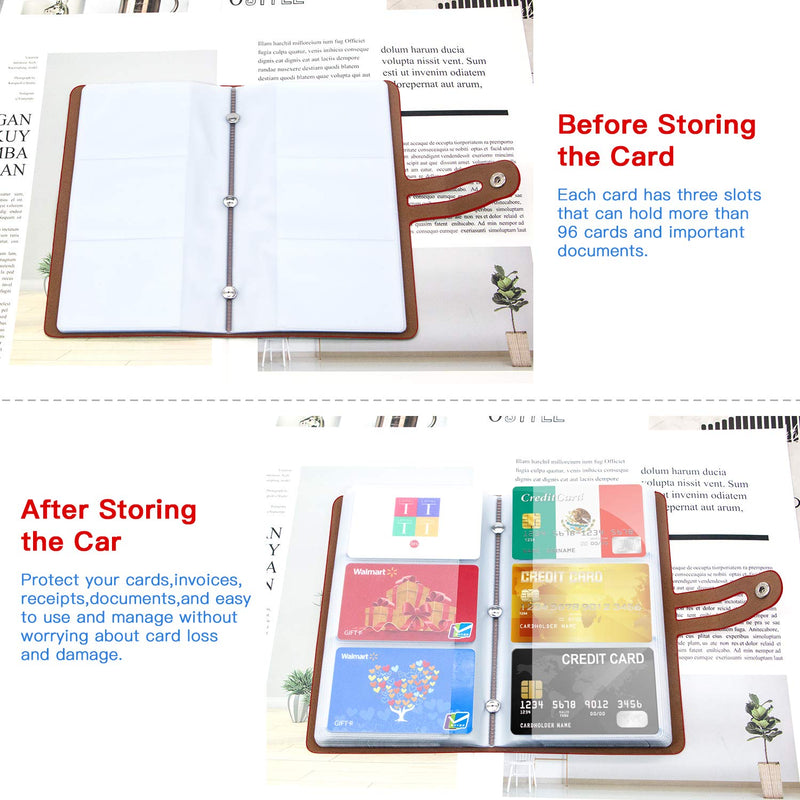 [Australia - AusPower] - Padike RFID Credit Card Holder Business Card Organizer Business Card Holder, with 96 Card Slots Credit Card Protector for Managing Your Different Cards to Prevent Loss or Damage (Red) Red 