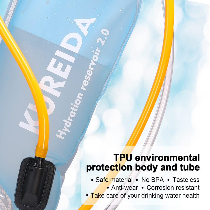 [Australia - AusPower] - KUREIDA Dual Hydration Bladder 2 Liter,Leak Proof 2L Water Bladder,BPA Free Hydration Reservoir for Hydration Pack for Hiking,Carry Water and Electrolytes 
