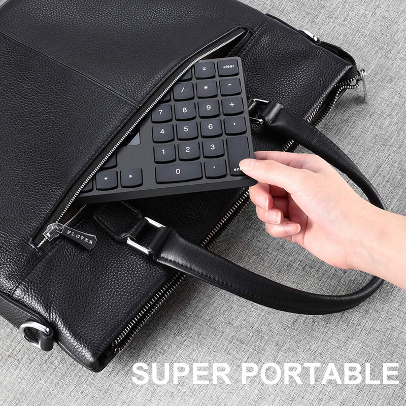 [Australia - AusPower] - Numeric Keypad, 35-Keys Portable USB Wireless Numeric Keypad Rechargeable Ultra-Silent External Numeric Pad for MacBook/MacBook Pro/Air and Windows Laptop Black 