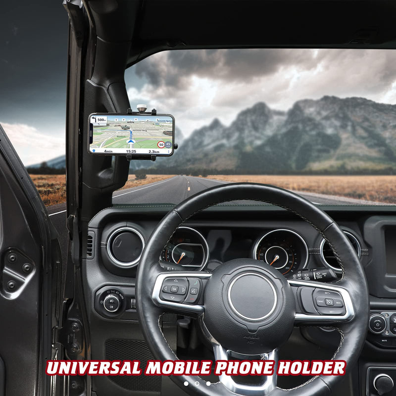 [Australia - AusPower] - Hoolcar Universal Cell Phone Holder Car A-Pillar Adjustable Anti-Shake Stabilizer Phone Mount for 2007-2021 Jeep Wrangler JK JKU JL JLU JT, Ford 150, Black 