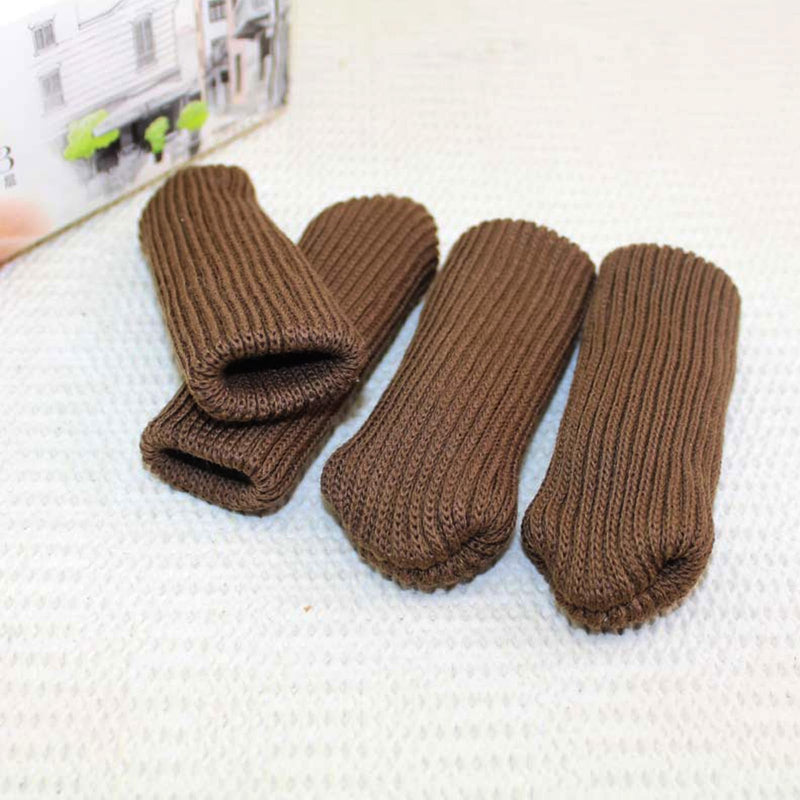 [Australia - AusPower] - BELUBILL 16 Pack Chair Leg Socks, Knitted Furniture Socks, Non-Slip Washable Chair Leg Pads, Double Thickness Furniture Pads, Wood Floors Protectors, Universal Fit Brown 