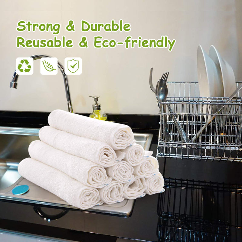 [Australia - AusPower] - Reusable Cleaning Towels, Washable Dishcloth Nature Paper Dish Cloths, Eco-Friendly No Odor Reusable Cleaning Cloths Dishcloths for Kitchen, Super Absorbent Dish Rags - 8 Pack, 10 X 14Inch 