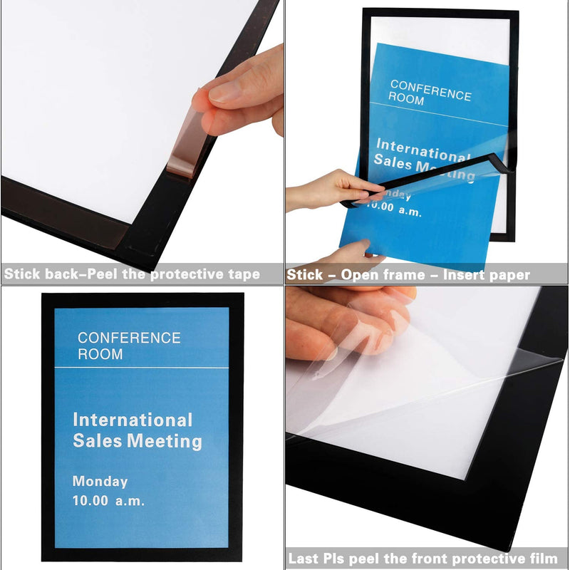 [Australia - AusPower] - MFoffice 11x17 Window Poster Frame Made of Durable PVC and Strong Magnetic,Self Adhesive Flexible Display Frame,Black,Pack of 2 Black 11x17Inch 