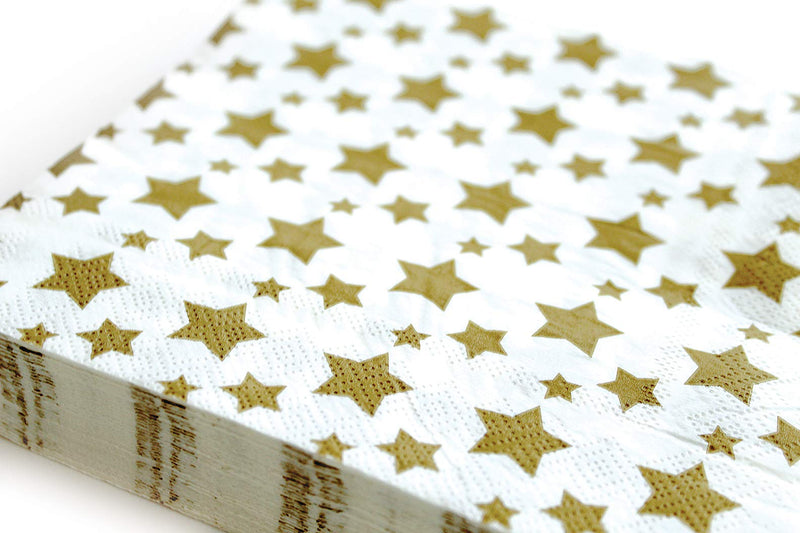 [Australia - AusPower] - Gold Star Luncheon Napkins Paper Decorative Print 6.5 Inch Napkin Disposable for Lunch Party, Dinner Buffet, Wedding & Birthday Parties & New Years Eve Celebration Decoration 40 Count gold 