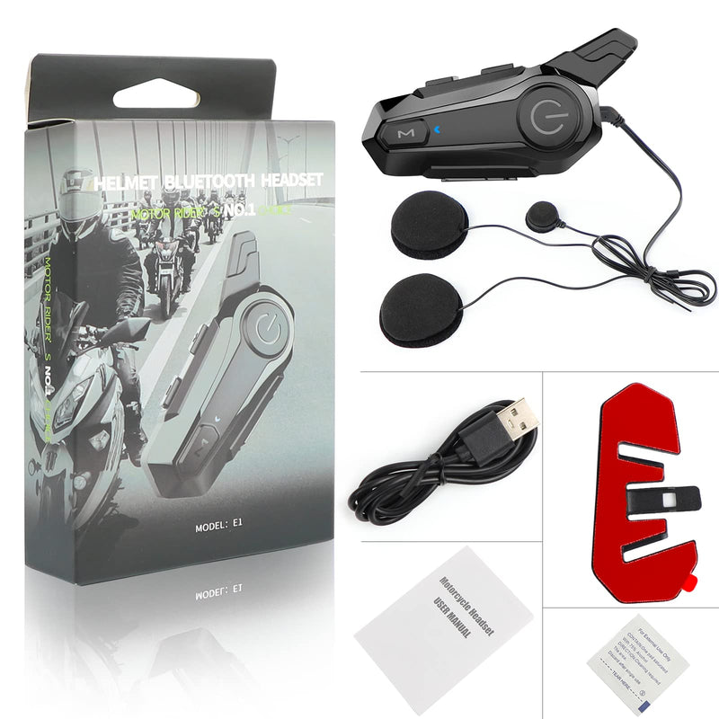 [Australia - AusPower] - Motorcycle Bluetooth Headset，Wipeeyes E1 Bluetooth Helmet Intercom Headset with CVC Noise Cancellation Stereo Music IPX6 Waterproof for Full face Helmet 