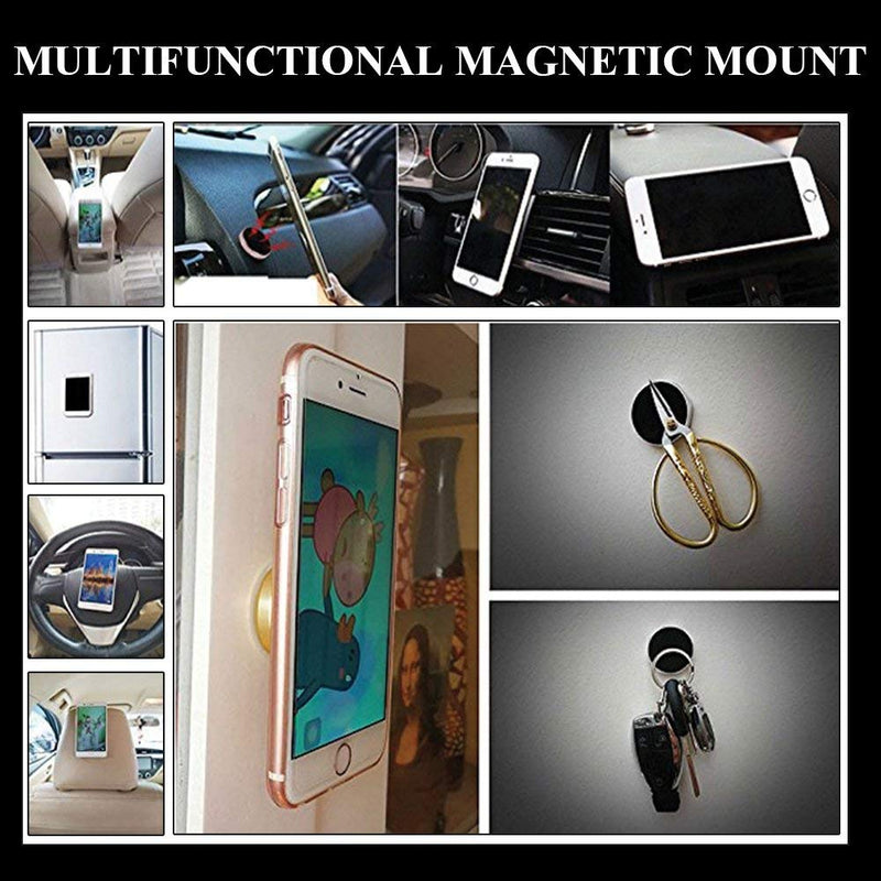 [Australia - AusPower] - SALEX Black Magnetic Mounts Set. Pack of 2 Flat Cell Phone Holders for Car Dashboard, Wall, Windshield, Mirror, Table. Stick-On Universal Kit Compatible with GPS, Tablets and Smartphones up to 9.7". 2 Pack 