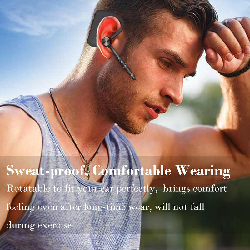 [Australia - AusPower] - Bluetooth Earpiece Wireless Headset with Microphone Hands-Free Earphones Headphones Noise Canceling Earbud Long Standby Time for Smart Mobile Phone Tablet PC Laptop Business Office Car Driver Trucker 