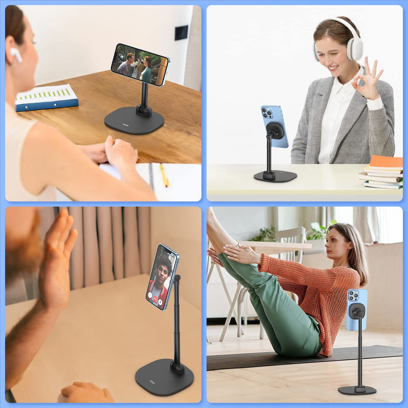 [Australia - AusPower] - VRIG Magnetic Desk Phone Stand for Office/Home 360°Rotation Phone Holder with Magnetic Ring Height&Tilt Adjustable Cell Phone Stand for iPhone 14 13 12 11 and More/Android 
