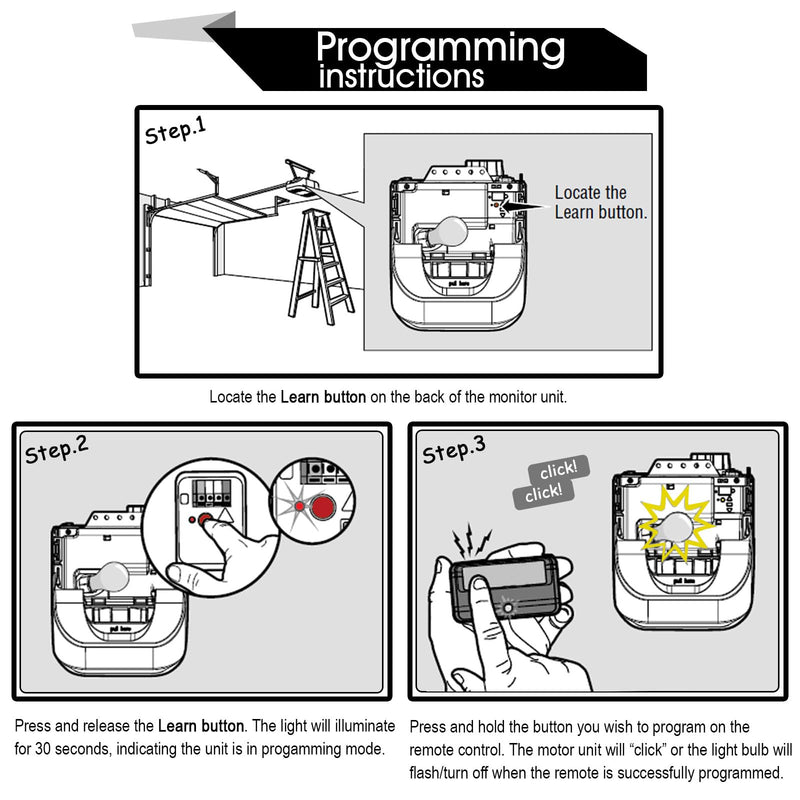[Australia - AusPower] - Garage Outlet Keyless Entry Door Opener Backlit Keyboard Red Orange Learn Button 9V Battery for Liftmaster 976LM 977LM Chamberlain Craftsman Keypad 