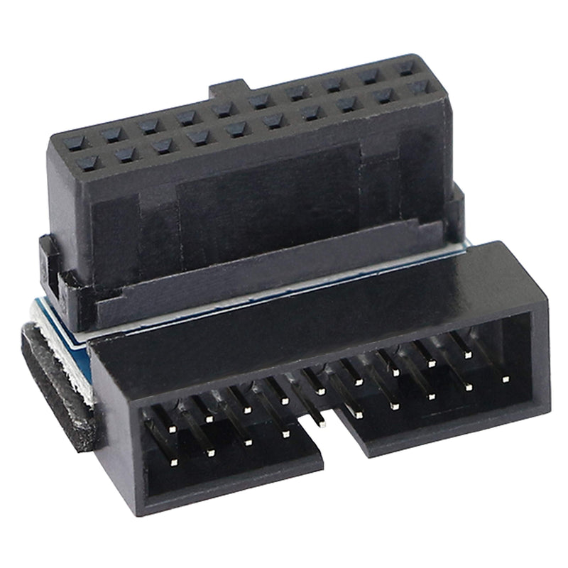 [Australia - AusPower] - Right Angled USB 3.0 20-pin Male to Female Extension Adapter,Gelrhonr Desktop Motherboard 90 Degree Angled USB 3.0 19-Pin Motherboard Internal Header-Black 2PCS 