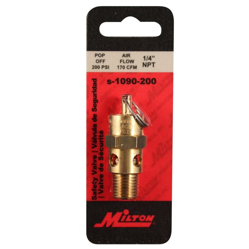 [Australia - AusPower] - Milton S-1090-200 1/4" MNPT ASME Safety Valve - 200 PSI Pop off Pressure 