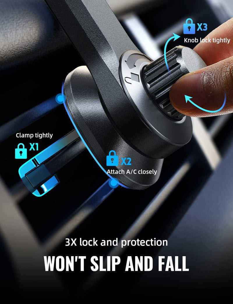[Australia - AusPower] - Magnetic Phone Mount, [Strong N52 Magnets] Bakel Magnetic Phone Car Mount [360°Rotate Unobstructed] with Sturdy [Metal Hook] Phone Holder for Car Vent Compatible with All Smartphones 