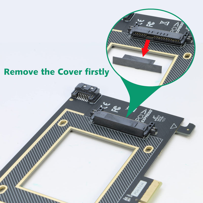 [Australia - AusPower] - U.2 to PCI-e Adapter, RIITOP PCIe 3.0 x4 to 2.5" U.2 (SFF-8639) SSD or SATA3 (6G) to 2.5 SATA SSD Expansion Card 