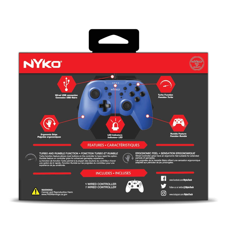 [Australia - AusPower] - Nyko Prime Controller for Nintendo Switch, Blue - Wired Switch Controller - Ergonomic Shell Design - Turbo Button for Competitive Advantage - Rumble Feature - PC Compatible - Nintendo Switch 