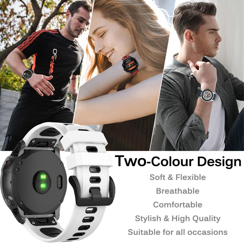 [Australia - AusPower] - (3 Pack)Miimall Compatible with Garmin Fenix 7X/6X/5X Bands, 26mm Soft Silicone Waterproof Sport Wristband Strap Band for Garmin Fenix 7X/6X Pro/5X/5X Plus/3/3HR/Descent Mk2 Midnight Blue+Grey & Red+Black & White+Black 