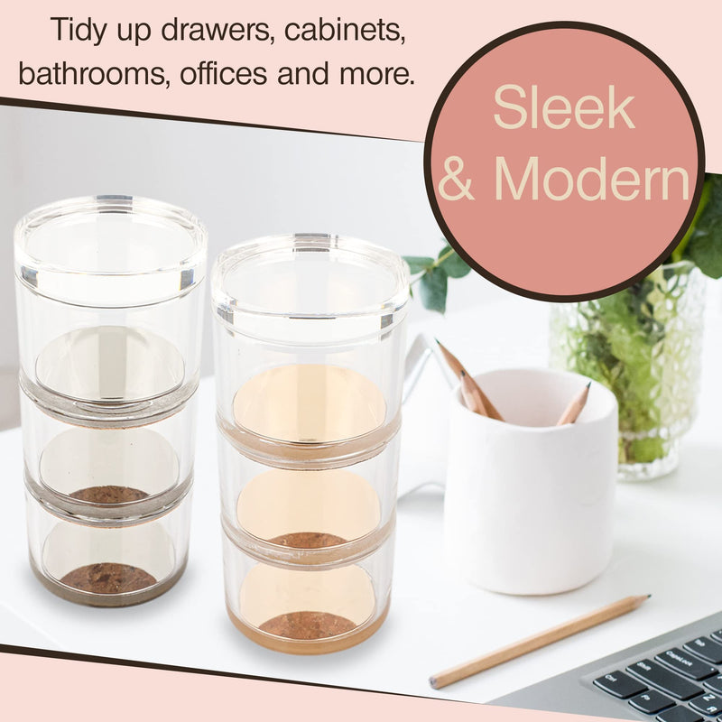 [Australia - AusPower] - OfficeGoods 3 Tier Stackable Acrylic Organizer w/ Gold Base – Functional & Elegant Desk Organizer for Office or Home – Helps Keep All Your Little Bits Together - Gold/Round 