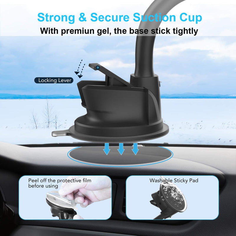 [Australia - AusPower] - Magnetic Truck Car Phone Mount with 13-inch Flexible Long Arm, Anti-Shake Cell Phone Holder for Truck, 360 Rotation Windshield Dashboard Strong Suction Car Mount for iPhone 12 11 XS X Samsung Galaxy 