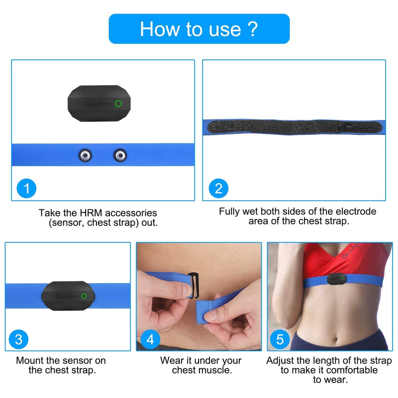 [Australia - AusPower] - COOSPO Bluetooth Heart Rate Monitor,BLE ANT+ Heart Rate Chest Strap Monitor,Dual HRM Heart Rate Sensor Compatible with Peloton,Zwift,DDP Yoga,Strava,Polar,Wahoo,Garmin Watches,GPS Bike Computers Blue 