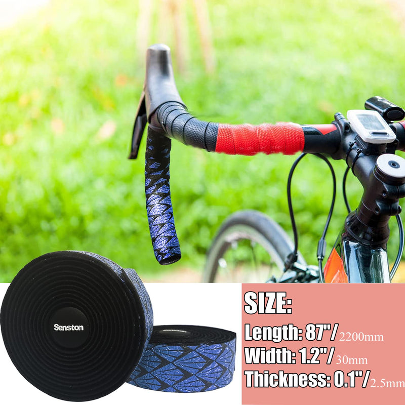 [Australia - AusPower] - Senston Road Bike Handlebar Tapes 2 Rolls, Cycling Handle Wraps-Blue 