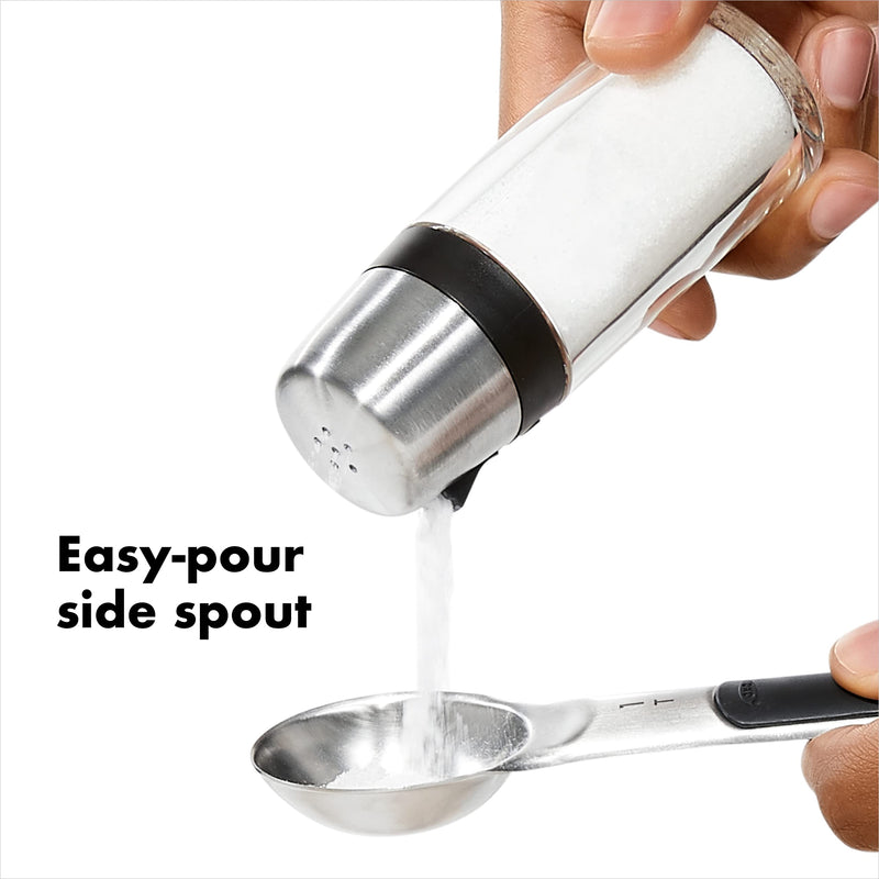 [Australia - AusPower] - OXO Salt and Pepper Shaker Set, Clear, Stainless Steel Salt & Pepper Shaker Set 