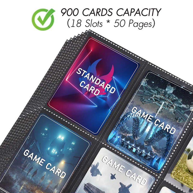 [Australia - AusPower] - 900 Pockets Trading Card Binder Sleeves, Baseball Card Sleeves Fit for Standard Size Sport Cards, Baseball Card Holder for 3 Ring Binder 
