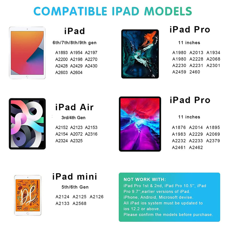 [Australia - AusPower] - Stylus Pencil for iPad 9th Generation, Active Pen with Palm Rejection Compatible with (2018-2022) Apple iPad 9th 8th 7th Gen/iPad Pro 11 & 12.9 inches/iPad Air 4th 5th Gen/iPad Mini 6th Gen (Blue) Blue 