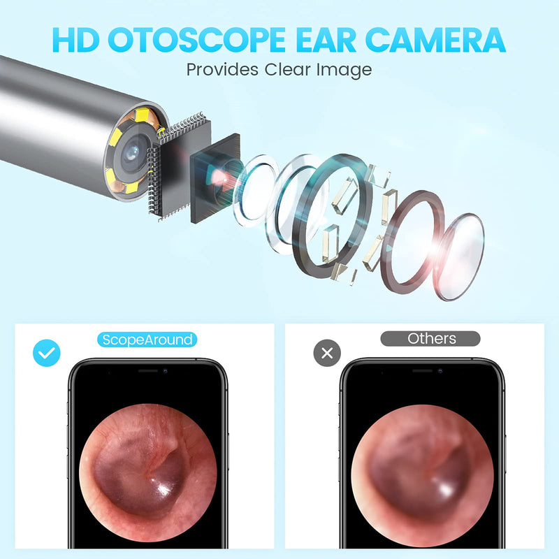 [Australia - AusPower] - ScopeAround Ear Wax Removal Endoscope Earwax Remover Tool Ear Camera 720P HD Ear Otoscope with 6 LED Lights,Ear Scope with Ear Wax Cleaner Tool for Android Phone PC Tablet Not iPhone and iPad 