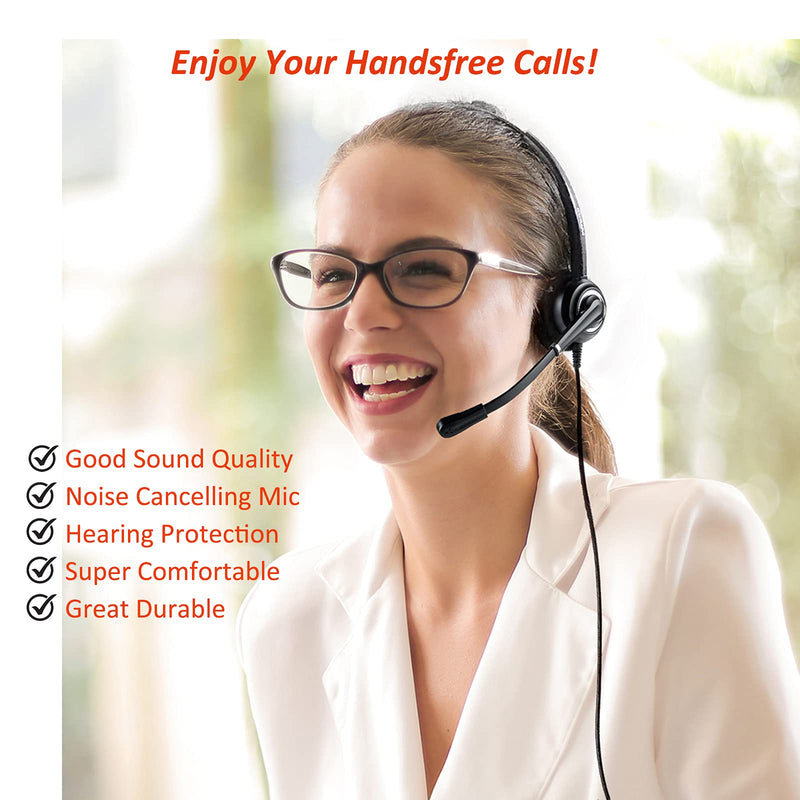 [Australia - AusPower] - Telephone Headset with Mic Mute & Volume Control for Landline Phone, Binaural Call Center Headset with Noise Cancelling Microphone for 6941 7841 7941 7942 7945 7960 7961 7962 7965 8845 8945 