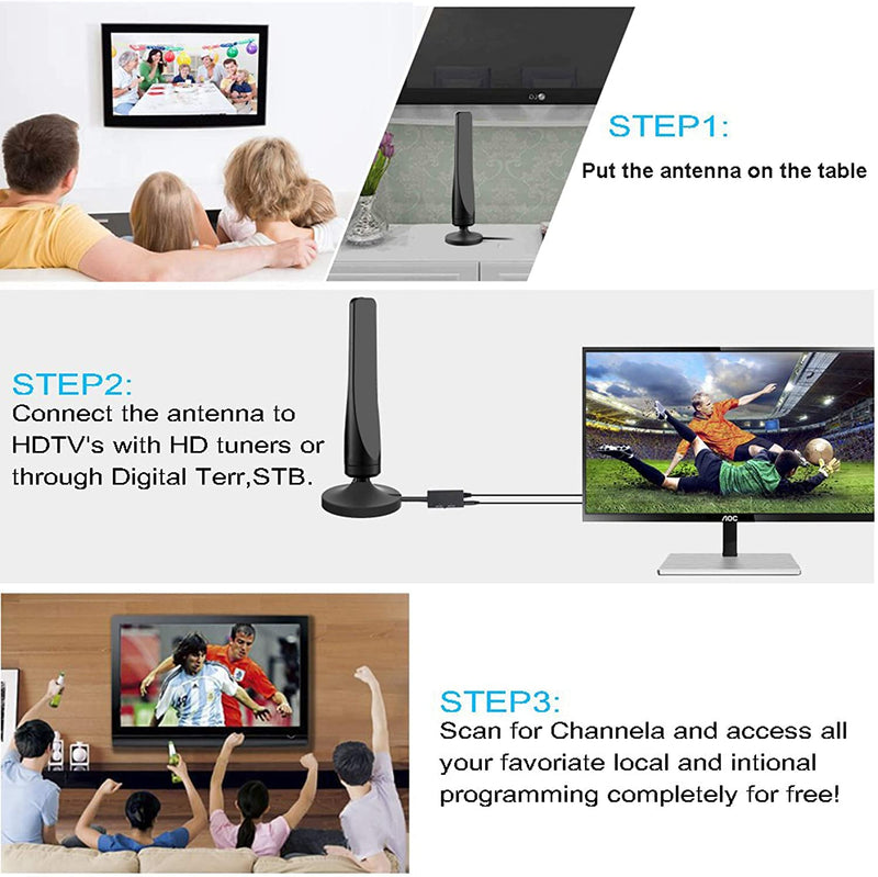 [Australia - AusPower] - Antier Amplified Indoor Outdoor Digital Tv Antenna – Powerful Best Amplifier Signal Booster up to 275+ Miles Range Support 8K 4K Full HD Smart and Older Tvs with 16ft Coaxial Cable [2022 Release] " Large 