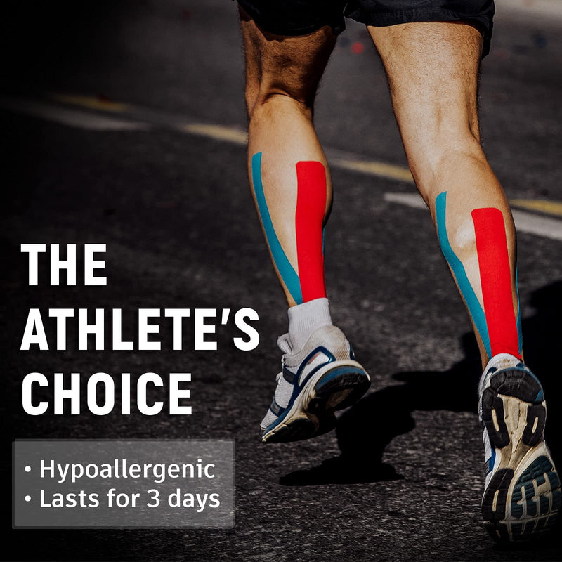 [Australia - AusPower] - 4 Pack Kinesiology Tape for Sports Athletes - 16 FT Waterproof Athletic Tape for The Knee, Elbow and Shoulder Muscles, etc.(5m X 5cm) (Black) Black 