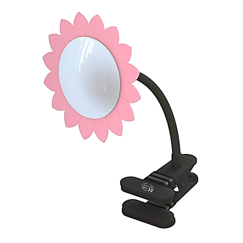 [Australia - AusPower] - Clip-On Convex Desk and Cubicle Mirror to See Behind You. Pink Flower Design. Wide Angle View Clear Reflection. Real Glass Mirror. Clip to Monitor and Anywhere up to 2" Thick 