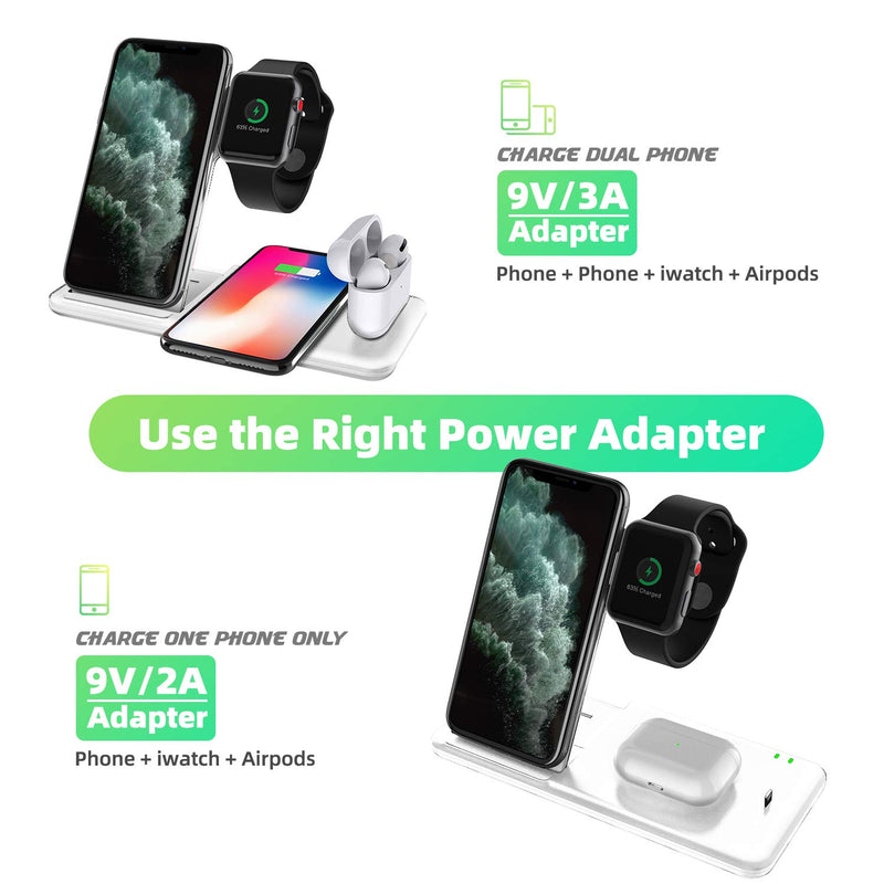 [Australia - AusPower] - Innens, Wireless Charging Station, 4-in-1 Foldable Qi 15W Fast Wireless Charger Dock for Apple iPhone, iWatch Series 5 4 3 2 1, Airpods, Samsung Galaxy Note 20/S21 White 