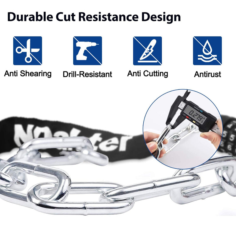 [Australia - AusPower] - NDakter Bike Chain Lock, 5 Digit Combination Anti Theft Bicycle Chain Lock, 3.2 feet Long Security Resettable Bike Locks Heavy Duty for Bike, Motorcycle, Bicycle, Door, Gate, Fence, Grill 