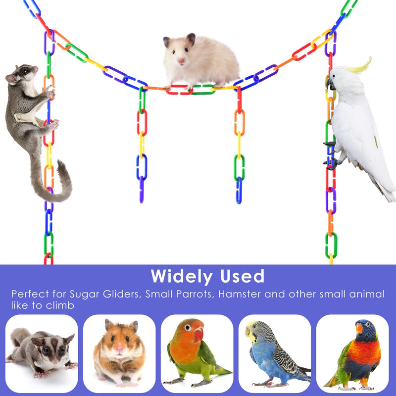 [Australia - AusPower] - Bissap Plastic Chain Links Birds 250pcs, Mix Color Rainbow DIY C-Clips Chains Hooks Swing Climbing Cage Toys for Sugar Glider Rat Parrot Bird, Children's Learning Toy 