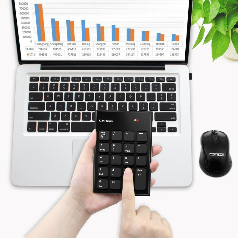 [Australia - AusPower] - Numeric Keypad & Mouse Combo, Cateck 2.4G 19 Keys Wireless Mini USB Number Pad Keyboard and Mouse Combo with USB Receiver for Laptop Desktop PC Notebook- Just One USB Receiver 