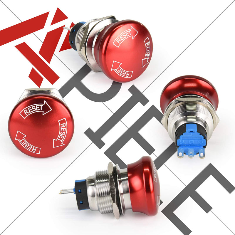 [Australia - AusPower] - APIELE 22mm Metal Emergency Stop Push Button Swicth Latching 12V-250V Waterproof Stianless Steel 7/8" Mouting Hole 22mm ( 7/8") A Type 