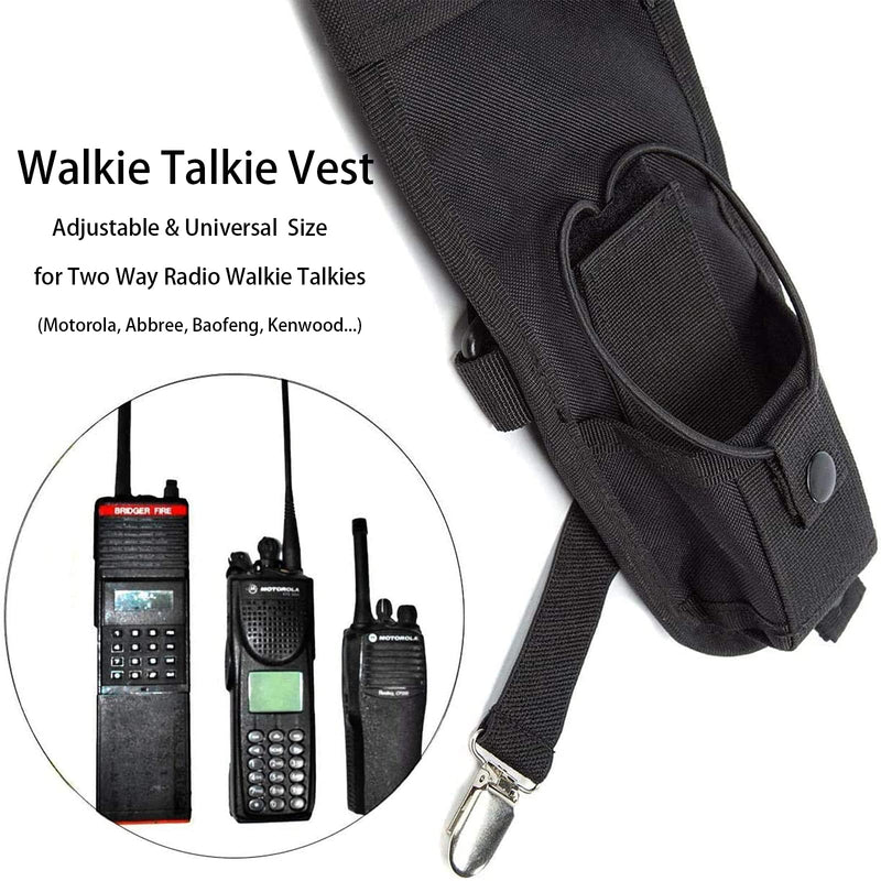 [Australia - AusPower] - Radio Holster, Radio Chest Harness, Portable Radio Chest Carry Case, Front Pouch Two Way Walkie Talkie Vest for Men Women, Multi-Function Double Waist Radio Chest Bag, Camping Tactical Chest Bag 