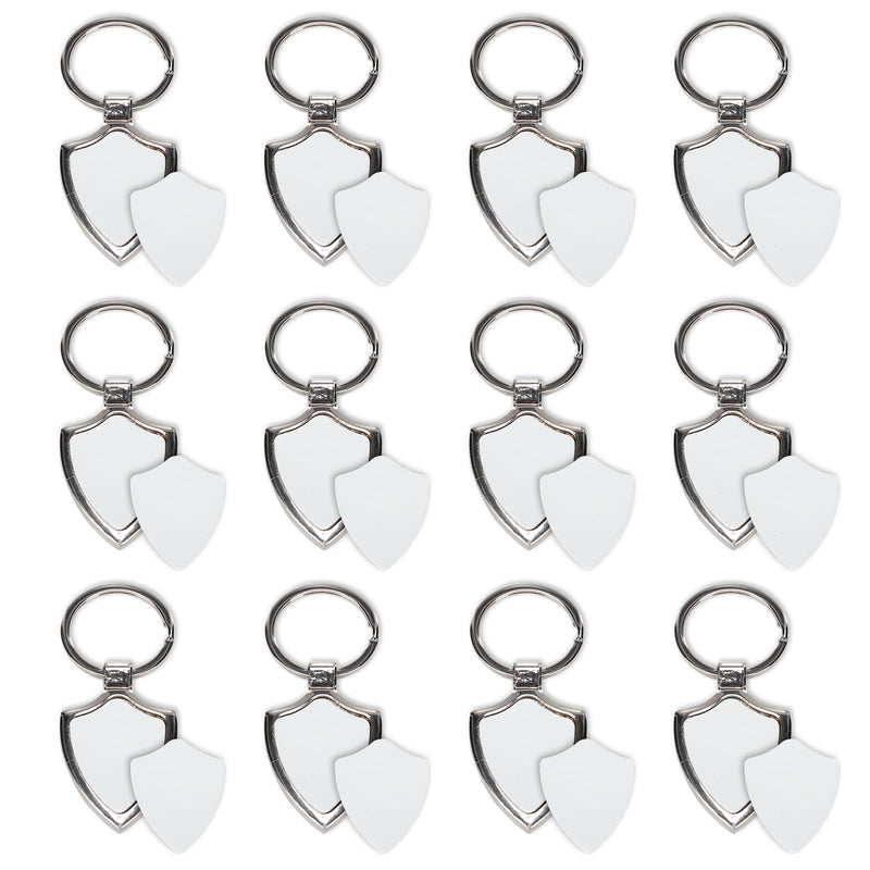 [Australia - AusPower] - MR.R 12 Pieces Sublimation Metal Keychain, Sublimation Blanks, Keychain Rings and Jump Rings for DIY Keychain Shield Shape 