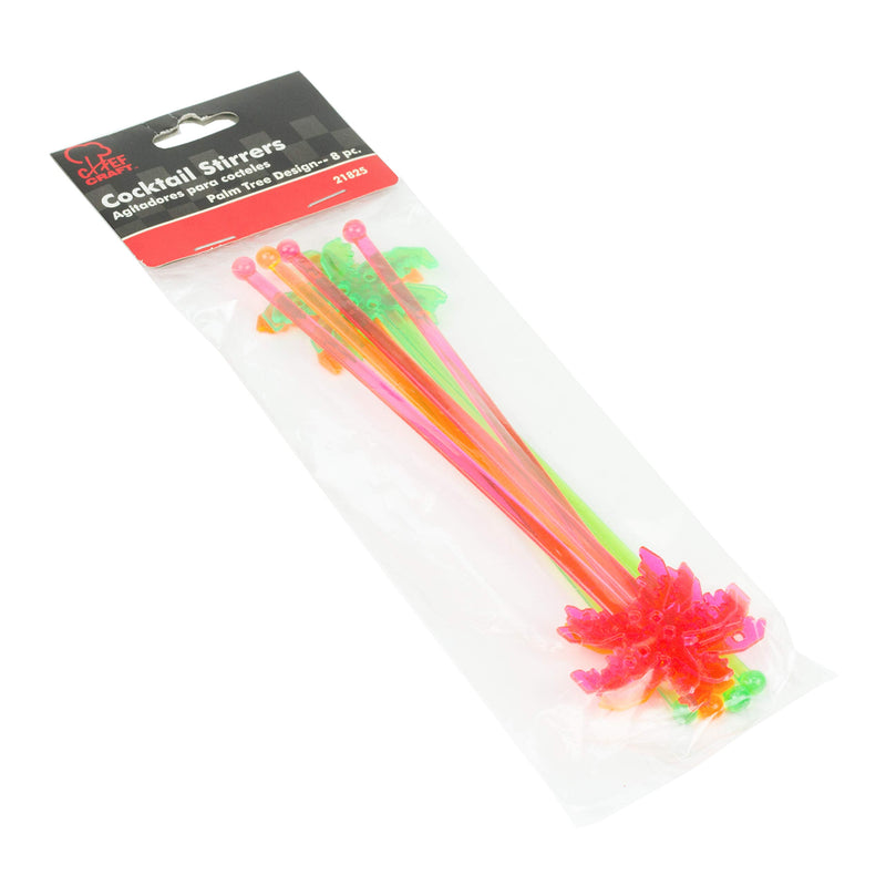 [Australia - AusPower] - Chef Craft Palm Tree Stirrer Straws, 9.5 inch 8 piece set, Neon 